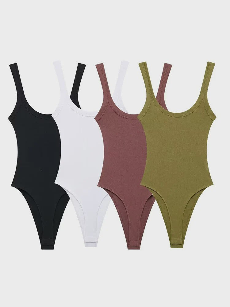 Dames Rib Gebreide Bodysuit met O-hals en Drukknoopsluiting - Comfortabel & Stijlvol