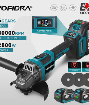 YOFIDRA Accu Haakse Slijper 125mm M14 - Borstelloze Motor, 21V Kracht