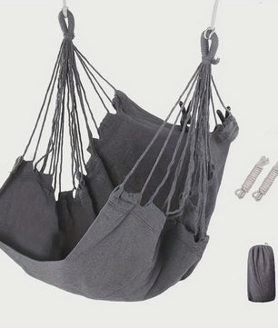 Luxe Hangstoel van Canvas - Comfortabele Schommelstoel voor Binnen & Buiten met Opbergzak