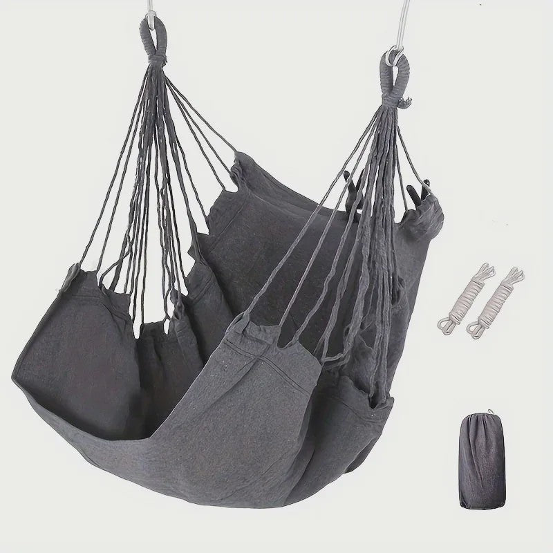 Luxe Hangstoel van Canvas - Comfortabele Schommelstoel voor Binnen & Buiten met Opbergzak