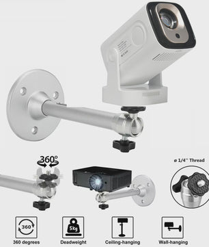 Universele Aluminium Beamer Beugel - 360° Draaibaar voor Plafond, Muur & Vloer
