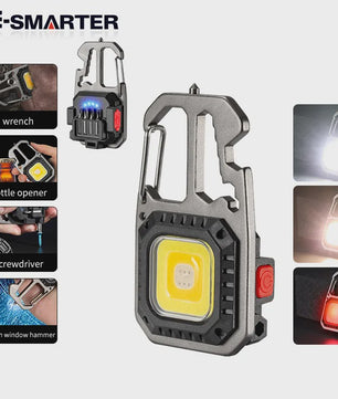 Multifunctionele Sleutelhanger Zaklamp met Gereedschap en Noodhamer