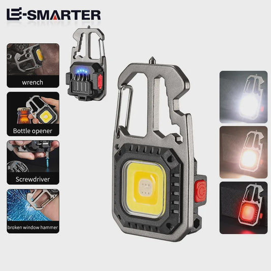 Multifunctionele Sleutelhanger Zaklamp met Gereedschap en Noodhamer