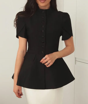 Stijlvolle Dames Blazer Jasje met Opstaande Kraag en Knoopsluiting - Herfst 2025 Mode