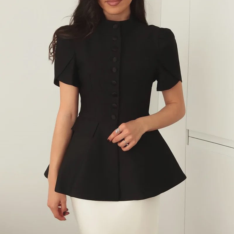 Stijlvolle Dames Blazer Jasje met Opstaande Kraag en Knoopsluiting - Herfst 2025 Mode