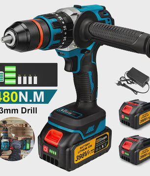 Krachtige Koolborstelloze Accu Klopboor/Schroefmachine 480Nm, 13mm, voor Makita 18V Accu