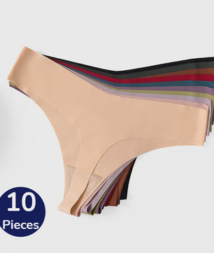 Set van 10 Naadloze Dames Strings - Comfortabele en Ademende Lingerie