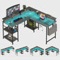 L-vormig Bureau met LED Verlichting, Stopcontacten en USB-poorten - Modern Grijs Design