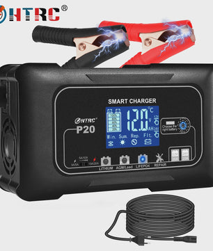 HTRC Slimme Acculader 12V/24V - Reparatie & Onderhoud voor Auto, Motor, AGM, Lithium