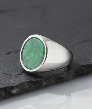 Stijlvolle Heren Ring van Natuursteen (Turquoise/Groen) - Roestvrij Staal Zegelring