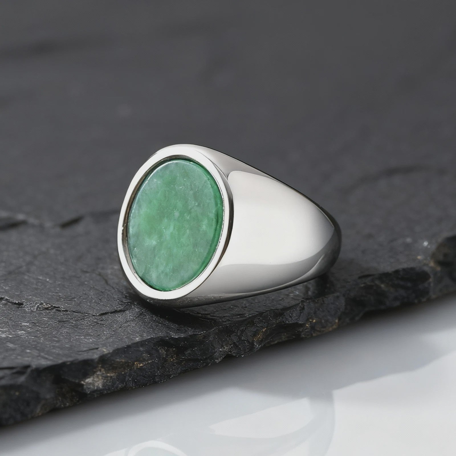 Stijlvolle Heren Ring van Natuursteen (Turquoise/Groen) - Roestvrij Staal Zegelring