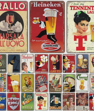 Retro Metal Bier Merk Poster - Decoratie voor Man Cave, Bar & Club