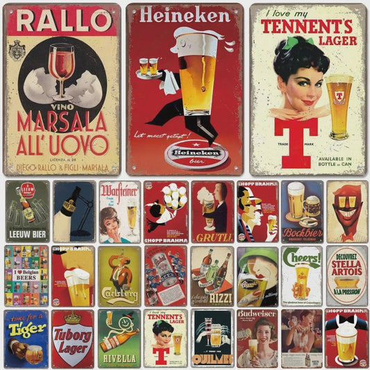 Retro Metal Bier Merk Poster - Decoratie voor Man Cave, Bar & Club