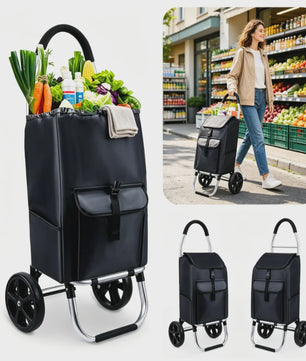 Draagbare Boodschappentrolley 45L - Opvouwbaar, Waterdicht & Klimmend
