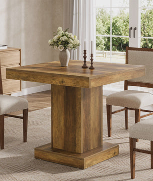 Rustieke Houten Eettafel Vierkant 31.5 Inch met Pootonderstel - Geschikt voor 4 Personen