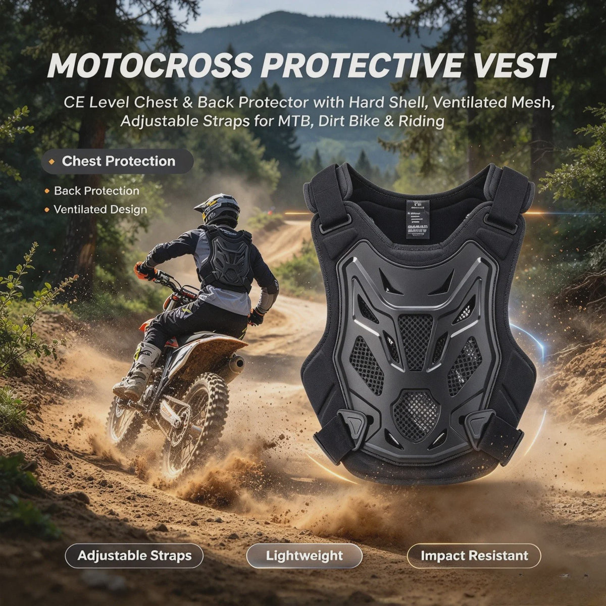 Motorcross Beschermvest voor Heren - Robuuste Val- en Botsbescherming voor Motocross & Race