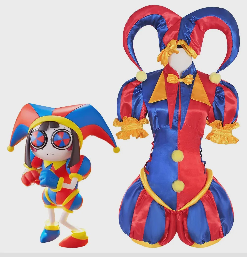 Pomni Cosplay Kostuum - The Amazing Digital Circus Clown Uniform