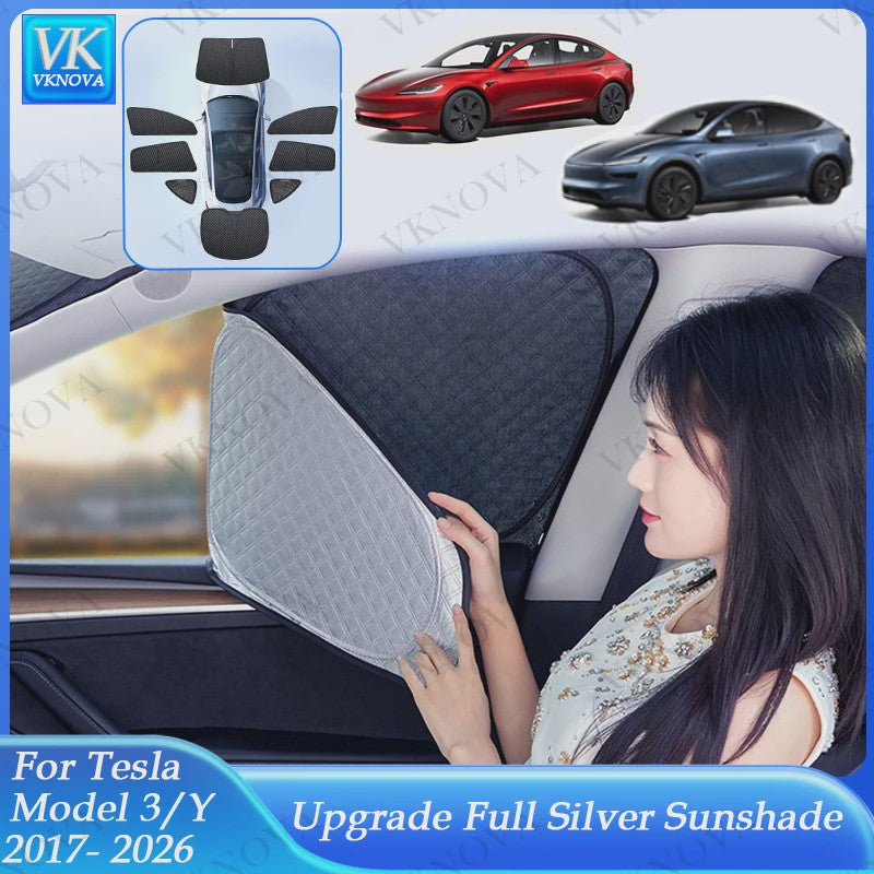 Set Zonneschermen voor Tesla Model 3/Y (2017-2025) - Privacy & UV Bescherming