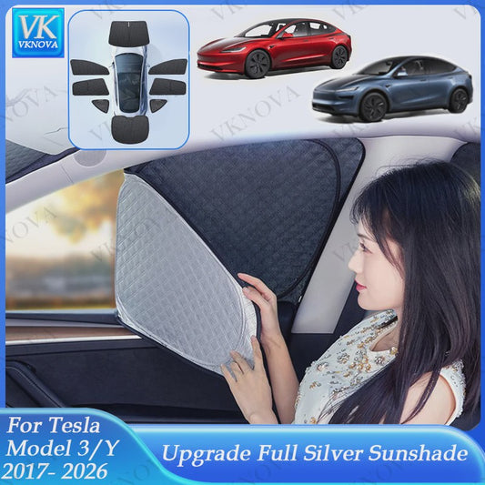 Set Zonneschermen voor Tesla Model 3/Y (2017-2025) - Privacy & UV Bescherming