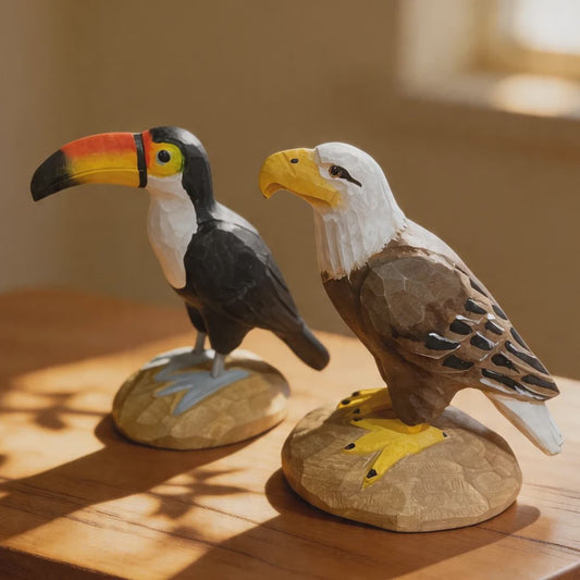 Handgesneden Houten Vogel Beeldjes: Toekan, Adelaar & Meer - Unieke Decoratie