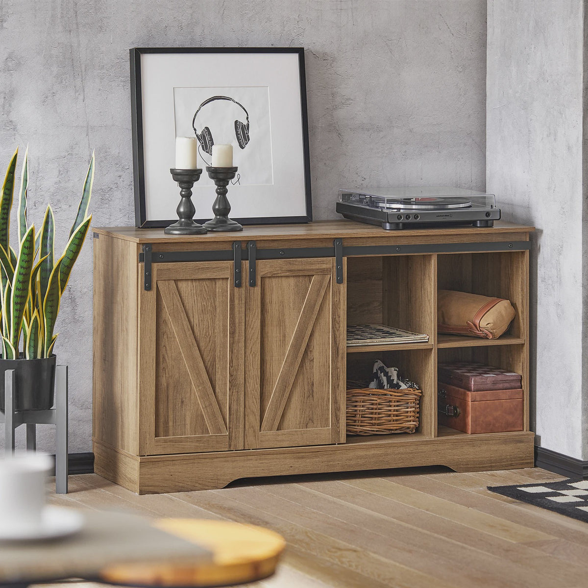Rustiek Houten Sideboard met Schuifdeuren - Landelijke TV-meubel en Opbergkast