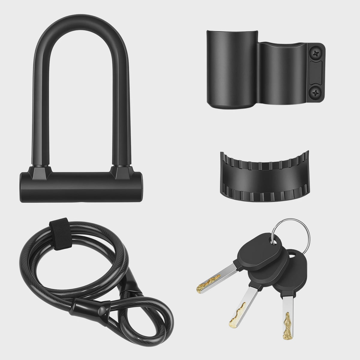 Heavy Duty D-Slot Fietsslot met 1.2M Staalkabel & Beugel - Anti-diefstal