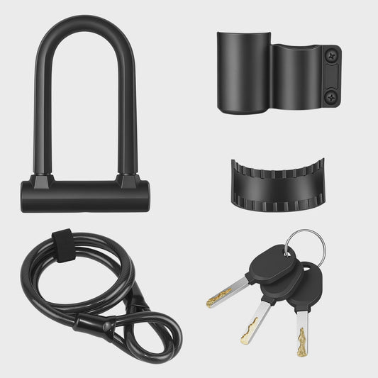 Heavy Duty D-Slot Fietsslot met 1.2M Staalkabel & Beugel - Anti-diefstal