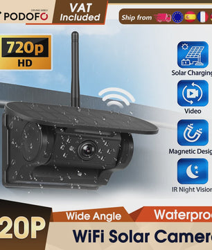 Draadloze Solar Auto Camera met WiFi, Nachtzicht & 720P HD Beeld