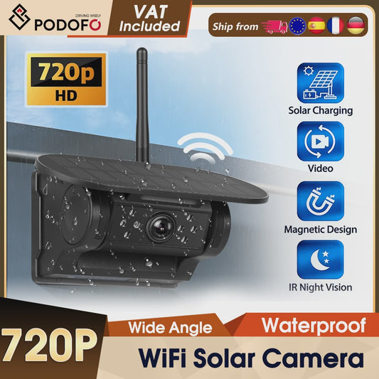 Draadloze Solar Auto Camera met WiFi, Nachtzicht & 720P HD Beeld