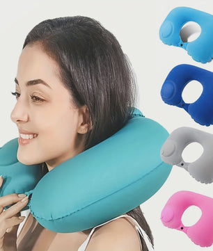Opblaasbaar Nekkussen met Flocklaag - Compact en Zelfvullend voor Reizen