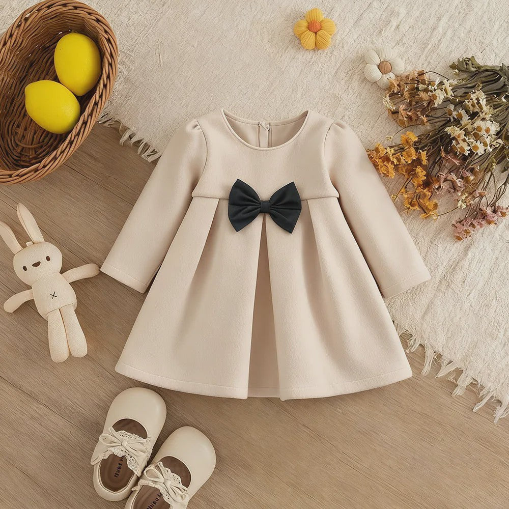 Schattige Baby Meisjes Jas - Wolmix met Strik - Herfst/Winter