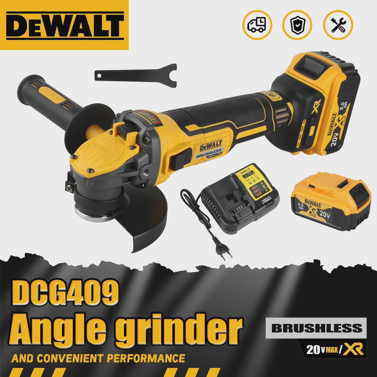 DEWALT DCG409 Haakse Slijper 20V Brushless Snoerloos 125mm - Krachtige Polijstmachine