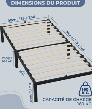 Zwevend Metalen Bedframe 90x200/140x200 cm met Houtlook Hoofd- en Voetbord | Industriële Stijl & 27cm Opbergruimte