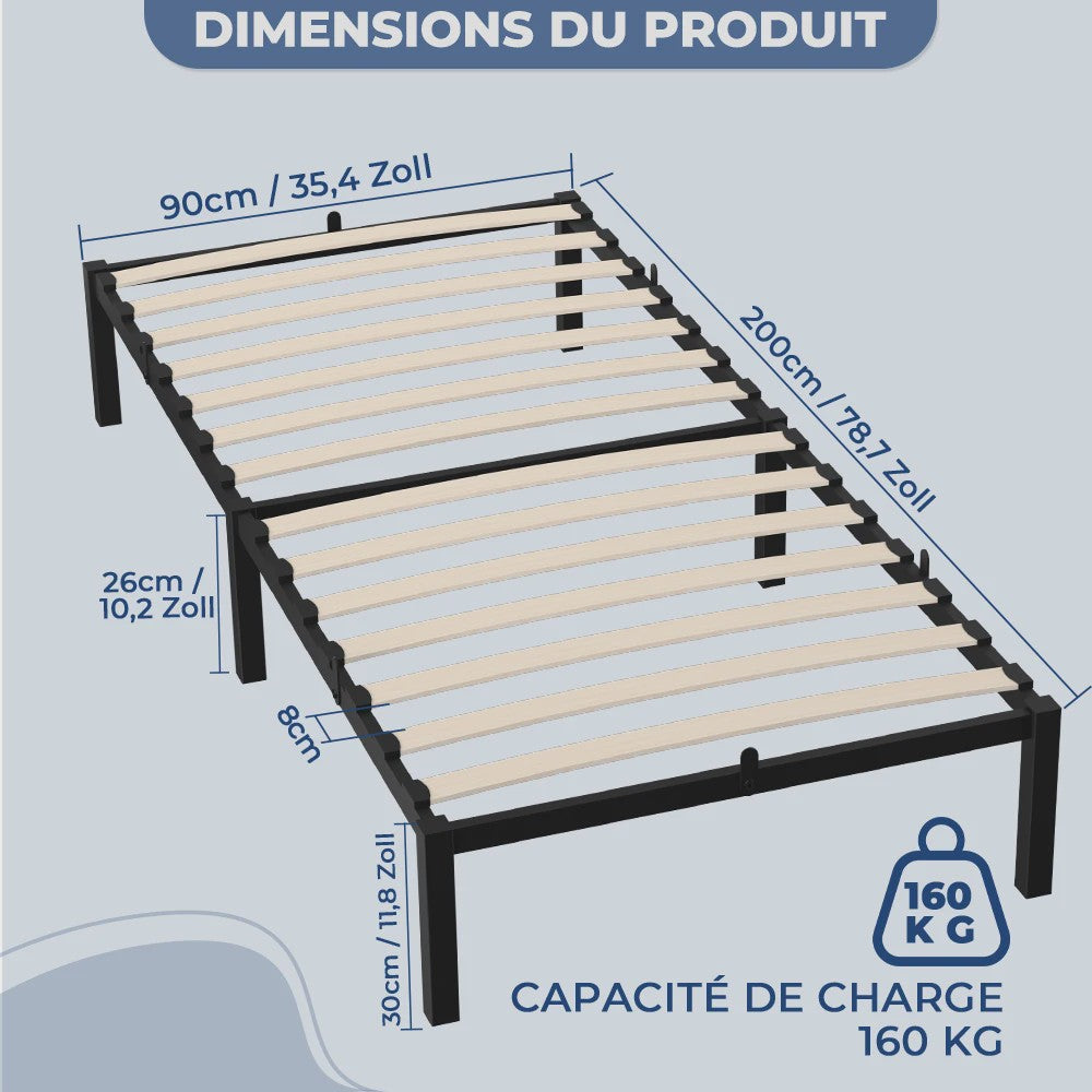 Zwevend Metalen Bedframe 90x200/140x200 cm met Houtlook Hoofd- en Voetbord | Industriële Stijl & 27cm Opbergruimte