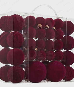 46-Delige Kerstballen Set - Velvet Pluche Kerstdecoratie Ballen (4/6/8cm)