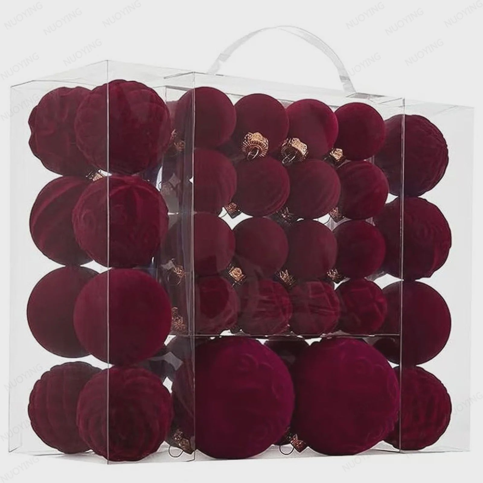 46-Delige Kerstballen Set - Velvet Pluche Kerstdecoratie Ballen (4/6/8cm)