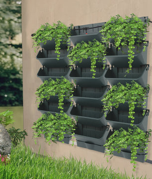 Automatische Zelfwaterende Muurtuin met Timer - 18 Potten Verticale Hangende Plantenbak met Slimme Druppelirrigatie