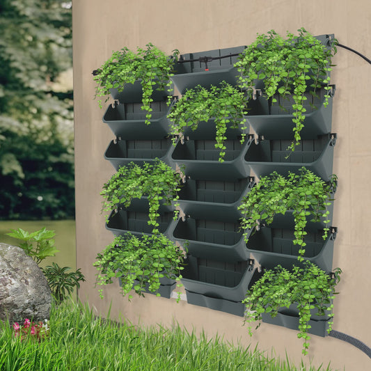Automatische Zelfwaterende Muurtuin met Timer - 18 Potten Verticale Hangende Plantenbak met Slimme Druppelirrigatie