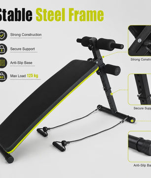Verstelbare Buikspierbank met 4 Incline Niveaus & Weerstandsbanden - Core Training
