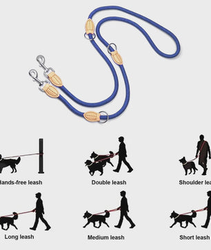 Verstelbare Nylon Dubbele Hondenlijn - Handsfree en Multifunctioneel voor 1 of 2 Honden