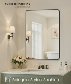 Rechthoekige Wandspiegel met Aluminium Frame en Veiligheidsglas - 61x91 cm