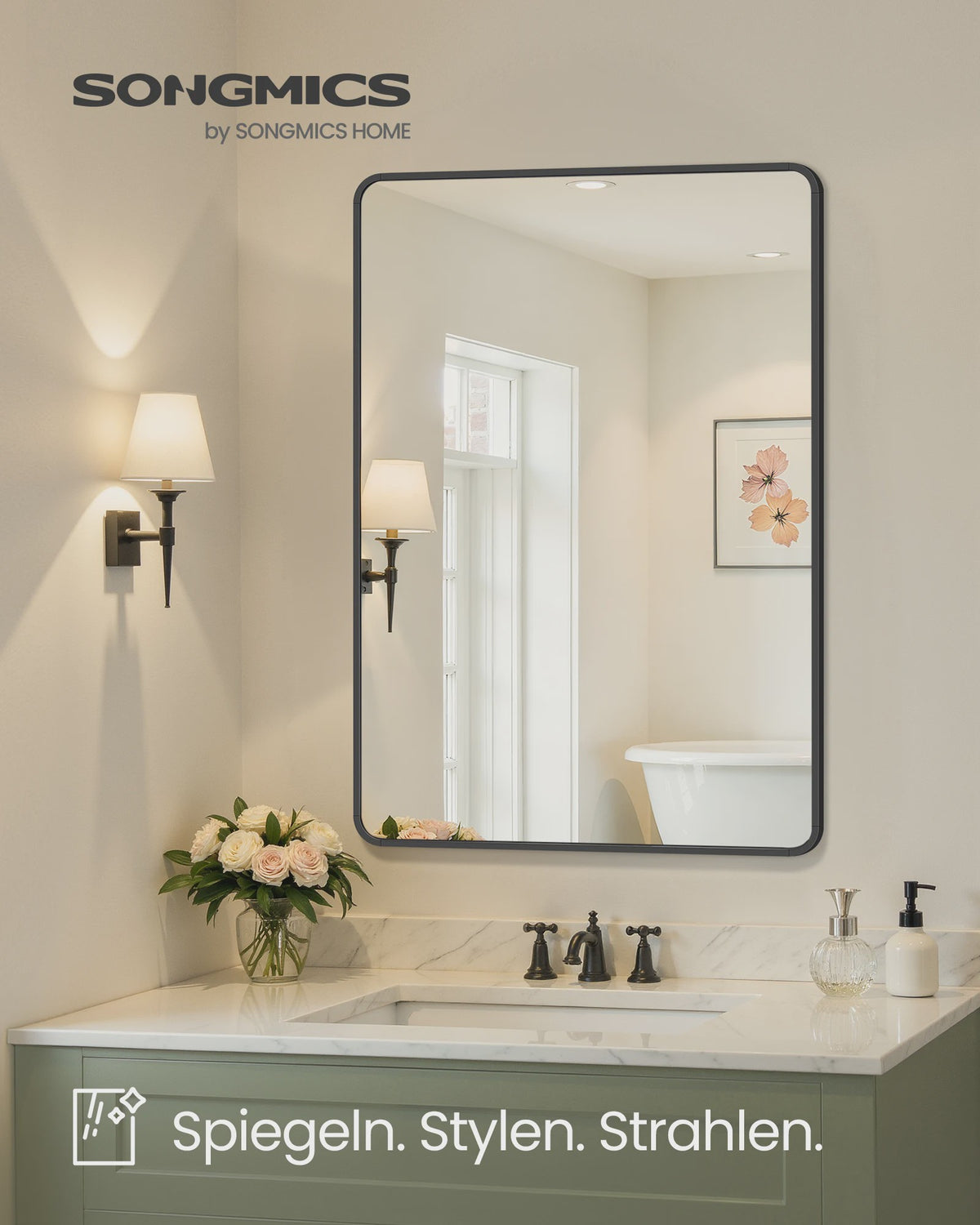Rechthoekige Wandspiegel met Aluminium Frame en Veiligheidsglas - 61x91 cm