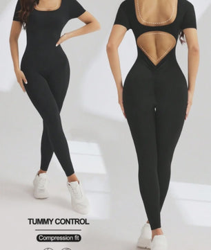 Naadloze Body met U-hals en Korte Mouwen - Optimaal voor Fitness & Gym