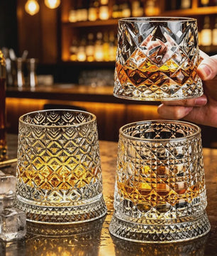 Draaibaar Kristallen Whiskey Glas - 280ml Premium Tumbler voor Cocktails & Feesten