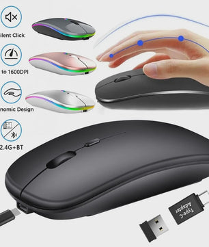 Draadloze Oplaadbare Muis: Bluetooth & 2.4GHz Dual Mode voor PC/Laptop