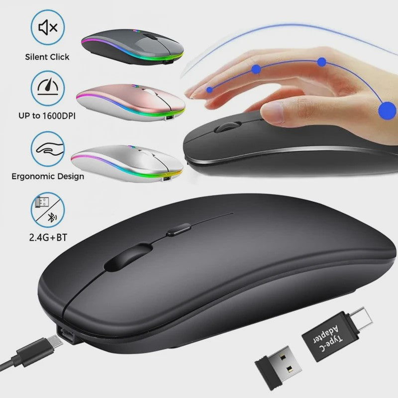 Draadloze Oplaadbare Muis: Bluetooth & 2.4GHz Dual Mode voor PC/Laptop