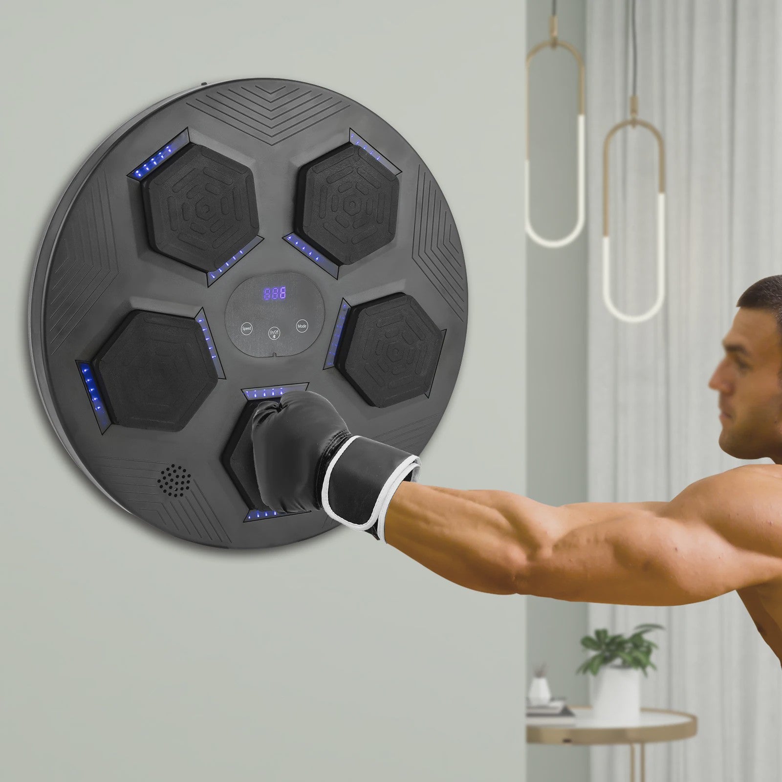 Slimme Muziek Bokszak Wandmontage - Bluetooth, LED Verlichting & Oplaadbaar voor Thuis Fitness