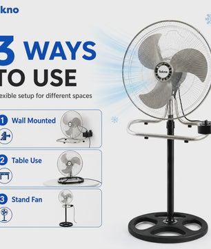 3-in-1 Metalen Ventilator: Vloer, Tafel & Wandmodel - Verstelbaar tot 130cm