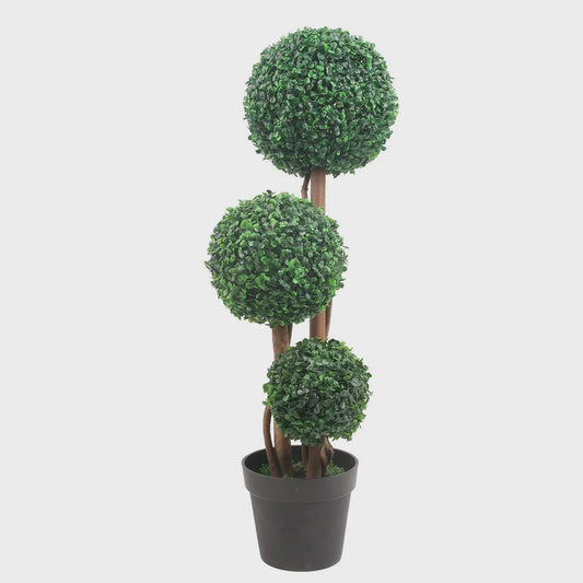 Kunstplant Topiary Boom 90cm met Buxusbollen in Pot - Decoratieve Tuin en Huisplant