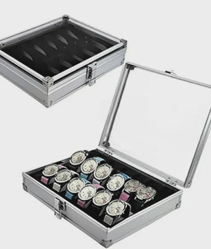 Aluminium Horlogedoos met 12 Vakken - Luxe Opberg- en Display Case